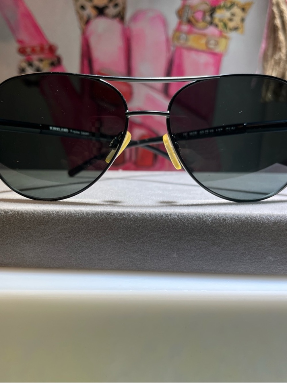 Kirkland Signature Black Aviator Sunglasses Gunmetal Frame M28
